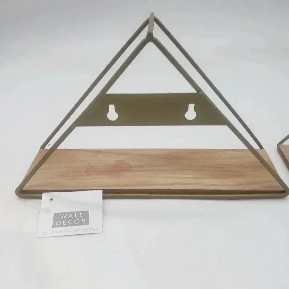 Geometric Triangluar Metal & Wood Wall Hanging